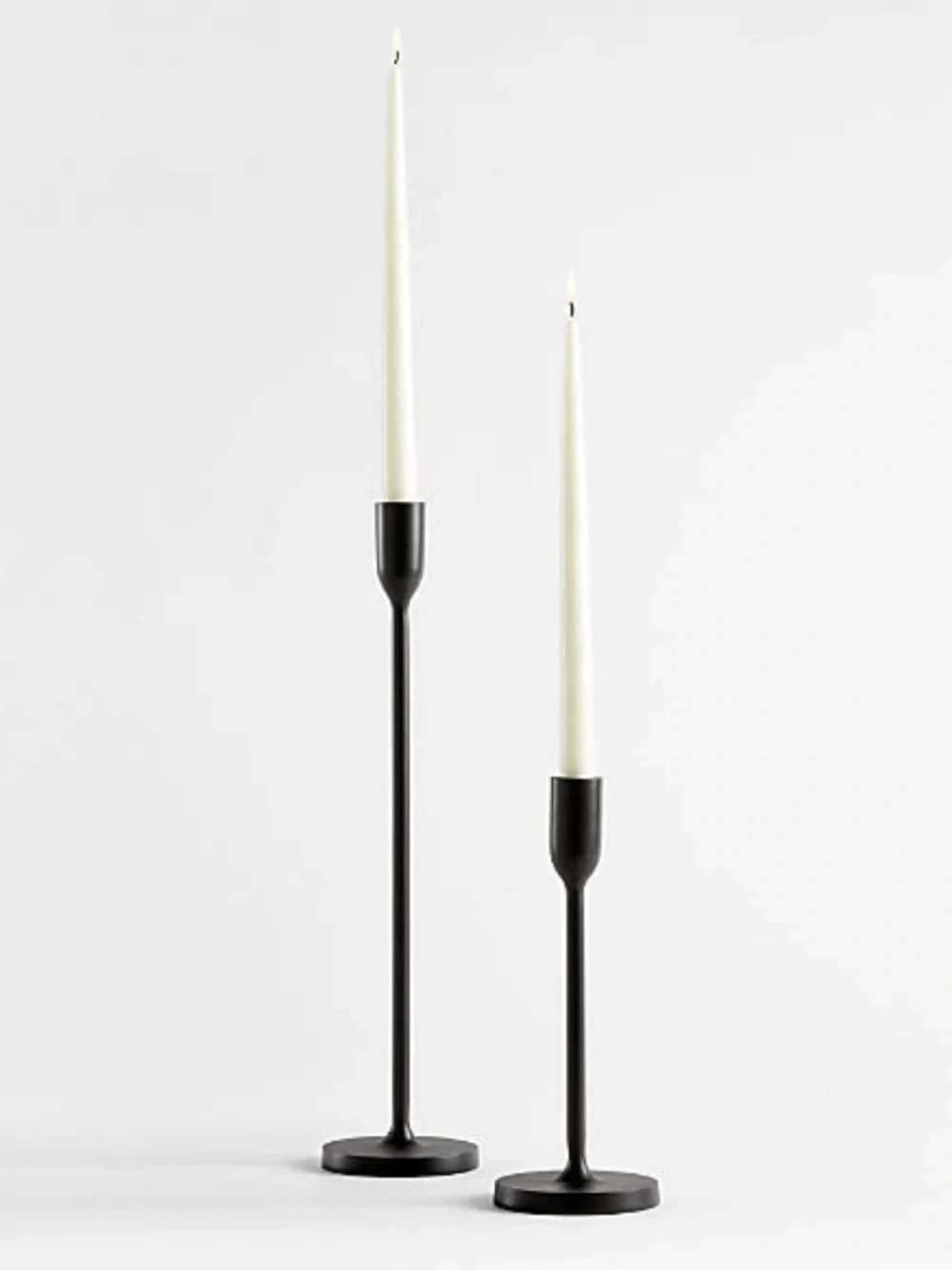 New! Crate&Barrel Black Metal Single Taper Candle Holder 11”